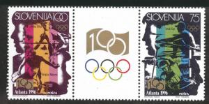 Slovenia Scott 260a MNH** Olympic stamp strip 1996