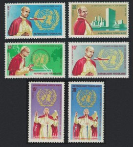 Togo Pope Paul's Visit to UN Organization 6v 1966 MNH SG#445-450