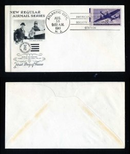 # C27 First Day Cover unaddressed with Artcraft cachet dated 8-15-1941