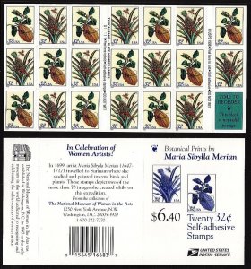 1997 Merian Botanicals Sc 3127a MINT 32c booklet, plate number S11111