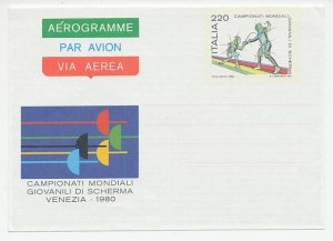 Postal stationery Italy 1980 Fencing - World Championship