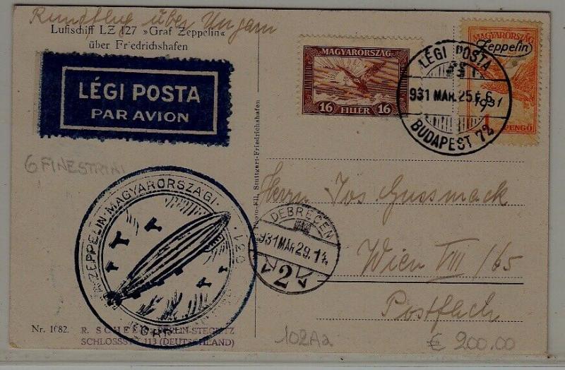 Hungary Zeppelin card 25.3.31 Budapest72