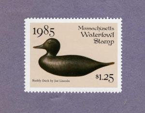 1985 Massachusetts duck stamp #MA12; MNH; Joe Lincoln Decoy