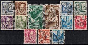 Germany - French Occupation - Wurttemberg - Scott 8N1-8N13