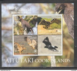 2019 !!! Sale Aitutaki Fauna Birds Of Prey Eagles Bl118 ** Nw0402