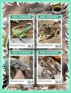 MOZAMBIQUE - 2019 - Lizards -Perf 4v Sheet - Mint Never Hinged