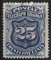 US 1885 Sc 15T3 Used 25c Postal Telegraph Co., Purple Star fancy cancel