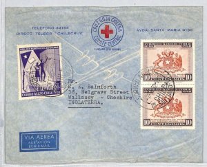 CHILE Cover RED CROSS Santiago GB Cheshire Wallasey 1962 {samwells}RC186