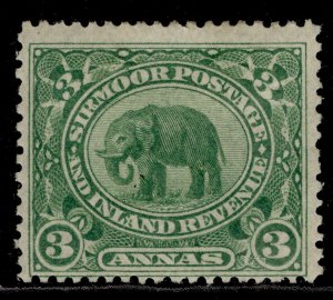 INDIAN STATES - Sirmoor QV SG26, 3a yellow-green, M MINT. Cat £45. 