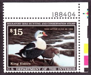 US RW58 $15 Duck Hunting Mint Plate #188404 Single VF OG NH SCV $30
