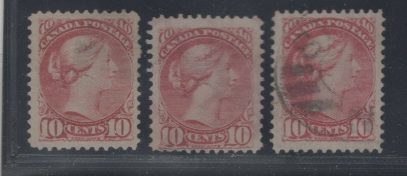 Canada #45 Mint No Gum Tiny Thin, #45 Used, #45a Used SCV. $167 (JH 9/10/2020)