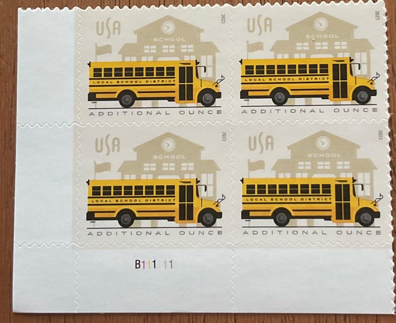 US #5740 MNH Plate Block of 4 LL School Bus SCV $2.00