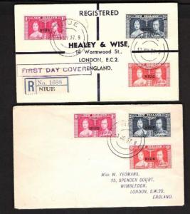 NIUE - 2 First Day Covers King George VI Coronation Issue - 1 Damaged On Back