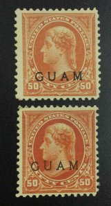 MOMEN: US STAMPS GUAM #11,11a MINT OG H LOT #75571