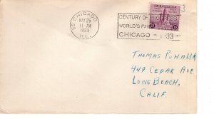 3c  CENTURY OF PROGRESS  - CHICAGO, ILL  1933  FDC17560