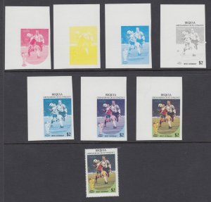 Bequia Sc 229 MNH. 1986 World Cup Soccer, Imperf Progressive Proofs XF