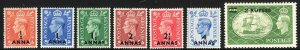 Sc# 35 / 41 Oman 1951 KGVI surcharge O/P complete set MMH