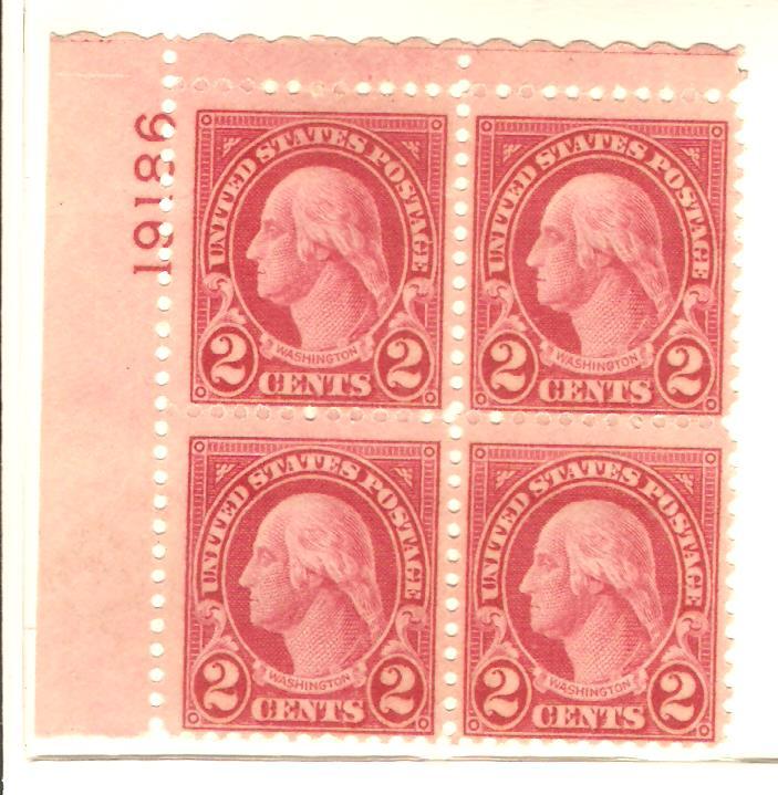 #634 Washington Plate Block Mint NH #19186 UL   ONLY