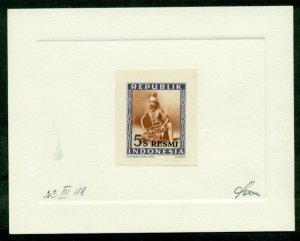 INDONESIA #O8 5s Official , PROOF on Due Sunk card, signed, only 3 made, XF