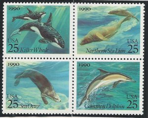 US Cat # 2508-11, Block of 4, Sea Creatures, M-NH*-