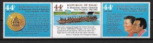 1986 Palau C16a Haruo I. Remeliik (1st President) Memorial MNH strip of 3