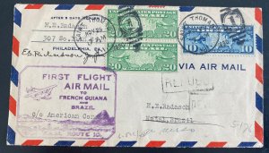 1930 St Thomas Virgin Islands First Flight Airmail Cover To Natal Brazil 95 Flow