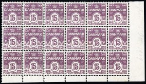 Denmark Stamps # 63 MNH XF Block Of 18 Showpiece Rare Scott Value $945.00
