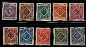 Malagasy - Madagascar Scott J31-J40 MH* 1947 postage due set