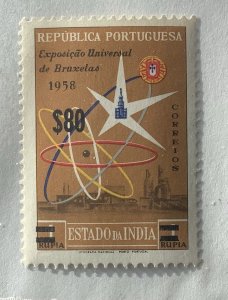 Portuguese India 1959 Scott 597 MNH - 80e on 1r, Universal Expo in Brussels