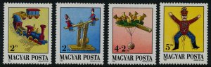 Hungary 3412-5 MNH Antique Toys, Train, Soldier, See-saw, Pecking Chickens