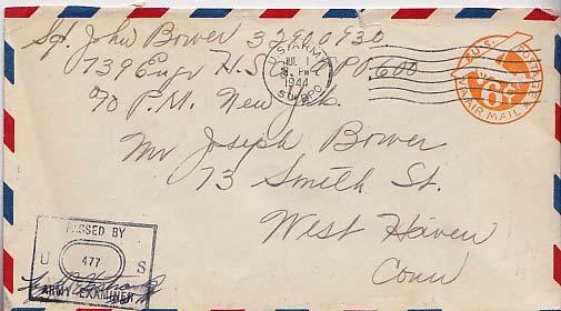 United States, U.S. A.P.O.'s, Postal Stationery, Airmail, Censored, Algeria