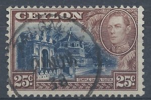 Ceylon 1938 - 25c George VI wmk sideways - SG392 used