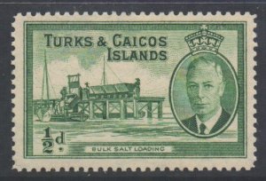 Turks Caicos Scott 105 - SG221, 1950 George VI 1/2d MH*