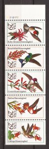 1992 USA - Sc2646a - MNH VF -Booklet Pane-Never Folded P# A2212112- Hummingbirds