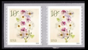 US Flowers Poppies & Coneflowers 10c coil pair MNH 2024 after 7/31