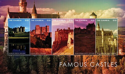 Gambia 2013 - Famous Castles of the World - Sheet of 5 stamps Scott #3472 - MNH