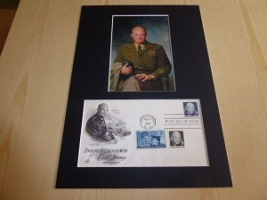 General Dwight Eisenhower WWII USA FDC Cover mounted photograph mount size A4