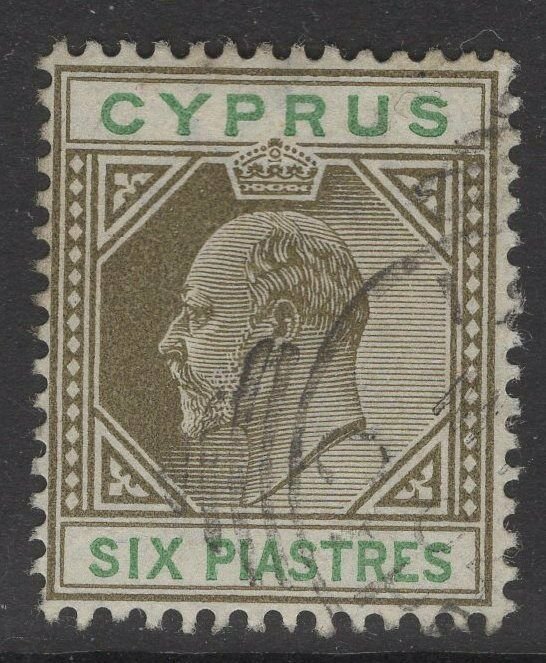 CYPRUS SG55 1903 6pi SEPIA & GREEN FINE USED