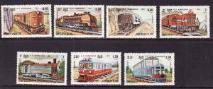 D4-Cambodia-Sc#504-10-unused NH set-Trains-Locomotives-1984-