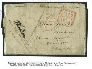 GB IRELAND Cover 1834 SOLDIERS LETTER Kings Royal Rifles NEWPORT Tipperary M94a