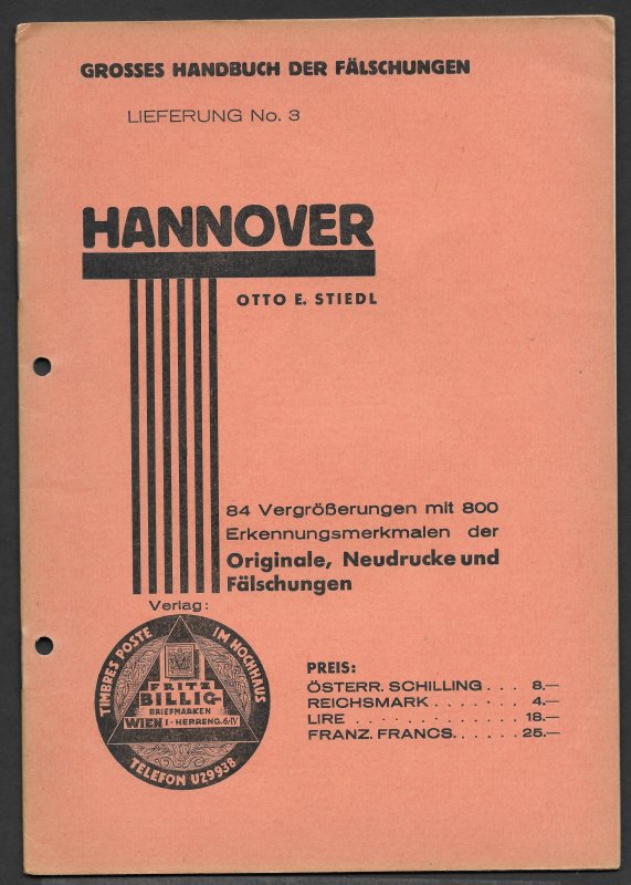 Doyle's_Stamps: Hannover (German State) Stamps, Stiedl/Billig 1934