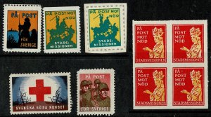 Sweden old charity stamps Stadsmissionen etc