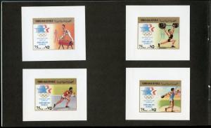 YEMEN ARAB REPUBLIC UEBERREUTE PROOF FOLDER OF 8 LOS ANGELES OLYMPIC STAMPS