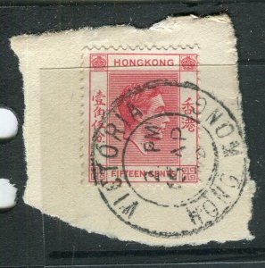 HONG KONG; 1940s early GVI Portrait issue fair POSTMARK PIECE