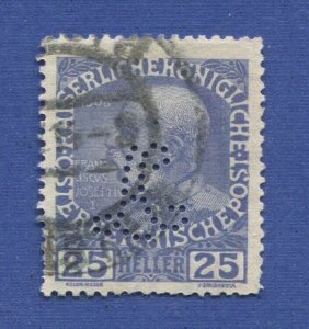 AUSTRIA  PERFIN 1908 25h, LLOYD AUSTRIACO LA Perfin, used