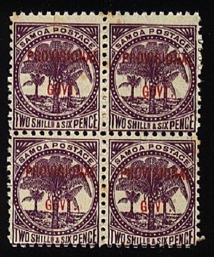 SAMOA 1899 Provisional Govt 2/6d fine mint block of 4......................24558