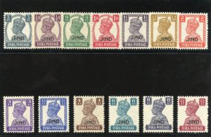 India - Jind 1940 KGVI set complete superb MNH. SG 137-149. Sc 165-177.