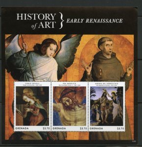 GRENADA HISTORY OF ART EARLY RENAISSANCE SHEET MINT NEVER HINGED