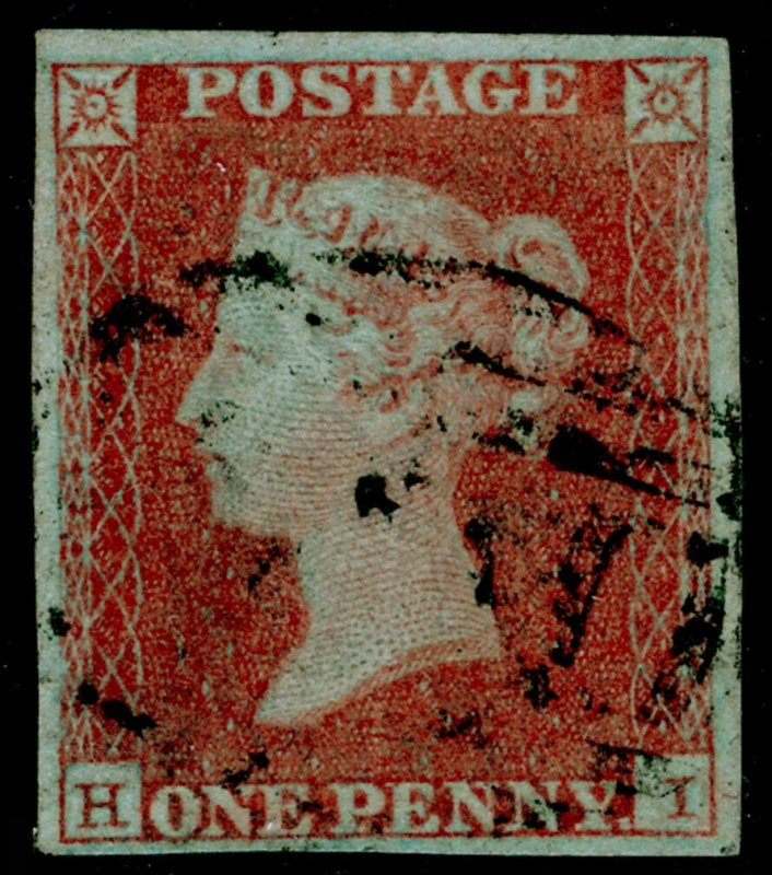 SG8, 1d red-brown, FINE USED. £35. 4 MARGINS. HI 