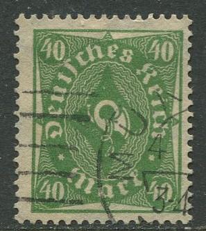 GERMANY. -Scott 193 - Definitives -1922- Used - Wmk 126 - Single 40m Stamp